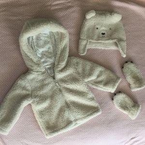 Fleece Sweatshirt Hat Gloves 3pc